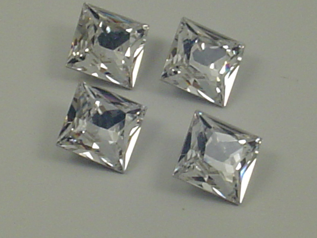 8mm SQUARE 12Pcs. CRYSTAL POINTED BACK European Rhinestones